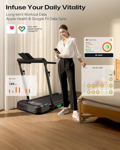 UREVO Foldimix 5 Treadmills for Home, Walking Pad with Adjustable Handle Bar, Multi-Functional Workstation Treadmill, Dual Brushless Motorized, 14-Point Shock Absorption, Compact Design in Kuwait