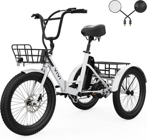 Vivi T01 20" x2.6 Fat Tire Electric Tricycle for Adults, 750W Peak 20'' Folding 3 Wheels Electric Bike, 95% Pre-Assembled, Speed Differential, 15.5MPH Eletric Trike with Bracket in Saudi Arabia