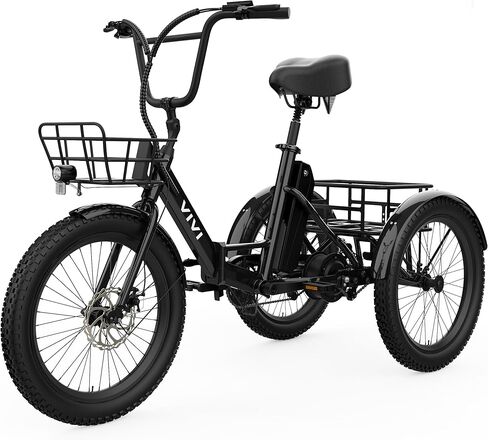 Vivi T01 20" x2.6 Fat Tire Electric Tricycle for Adults, 750W Peak 20'' Folding 3 Wheels Electric Bike, 95% Pre-Assembled, Speed Differential, 15.5MPH Eletric Trike with Bracket in Saudi Arabia