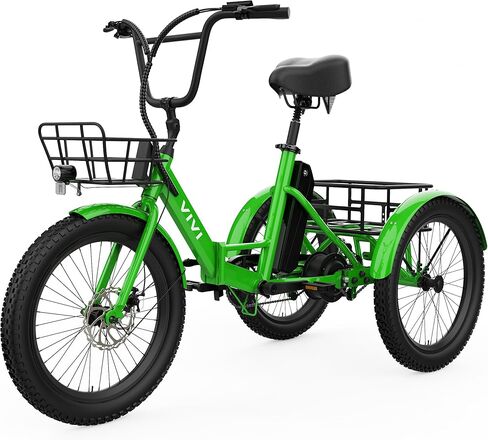 Vivi T01 20" x2.6 Fat Tire Electric Tricycle for Adults, 750W Peak 20'' Folding 3 Wheels Electric Bike, 95% Pre-Assembled, Speed Differential, 15.5MPH Eletric Trike with Bracket in Saudi Arabia