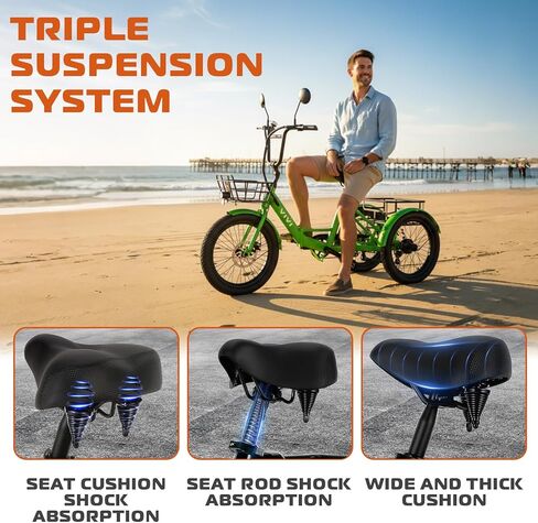 Vivi T01 20" x2.6 Fat Tire Electric Tricycle for Adults, 750W Peak 20'' Folding 3 Wheels Electric Bike, 95% Pre-Assembled, Speed Differential, 15.5MPH Eletric Trike with Bracket in Saudi Arabia