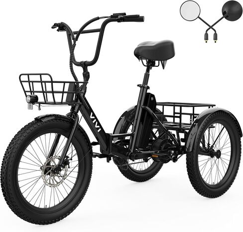 Vivi T01 20" x2.6 Fat Tire Electric Tricycle for Adults, 750W Peak 20'' Folding 3 Wheels Electric Bike, 95% Pre-Assembled, Speed Differential, 15.5MPH Eletric Trike with Bracket in Saudi Arabia