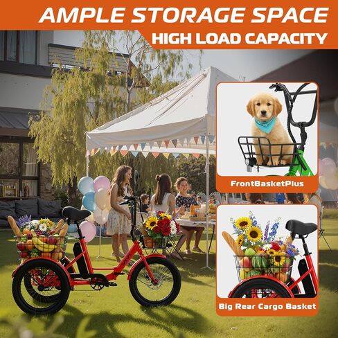 Vivi T01 20" x2.6 Fat Tire Electric Tricycle for Adults, 750W Peak 20'' Folding 3 Wheels Electric Bike, 95% Pre-Assembled, Speed Differential, 15.5MPH Eletric Trike with Bracket in Saudi Arabia