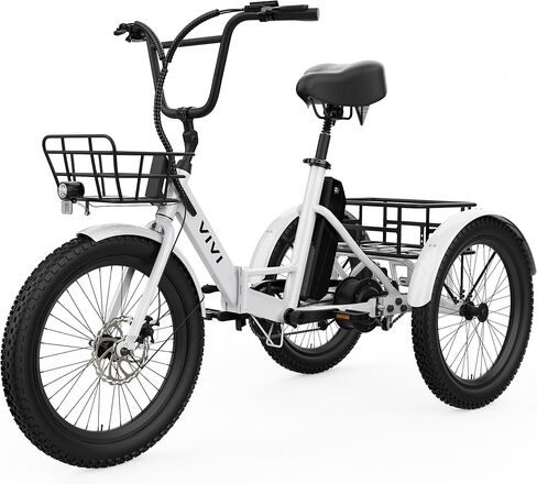 Vivi T01 20" x2.6 Fat Tire Electric Tricycle for Adults, 750W Peak 20'' Folding 3 Wheels Electric Bike, 95% Pre-Assembled, Speed Differential, 15.5MPH Eletric Trike with Bracket in Saudi Arabia