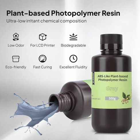 راتنجات الطابعة 3D التي تشبه نباتات Elegoo ABS مع راتنجات منخفضة ودقة عالية ، راتنجات المعالجة بالأشعة فوق البنفسجية 405nm لـ Mars Saturn Jupiter MSLA DLP LCD 3D Printing-Gray 2000g in Kuwait