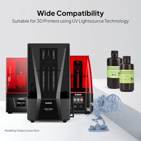 راتنجات الطابعة 3D التي تشبه نباتات Elegoo ABS مع راتنجات منخفضة ودقة عالية ، راتنجات المعالجة بالأشعة فوق البنفسجية 405nm لـ Mars Saturn Jupiter MSLA DLP LCD 3D Printing-Gray 2000g in Kuwait