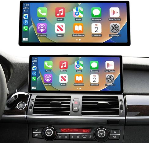 NINETOM 2025 Upgraded 12.3" Ultra-Narrow Touchscreen Wireless CarPlay Android Auto Receiver Compatible with BMW X5 X6 Series E70/E71 (2009–2013), for CIC System in Saudi Arabia