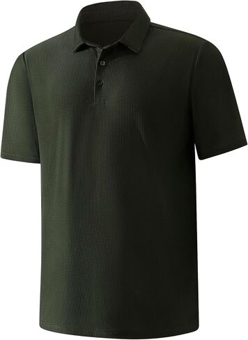 Mens Golf Shirt Short Sleeve Moisture Wicking Performance Solid Casual Collared Golf Polo Shirts for Men in Saudi Arabia