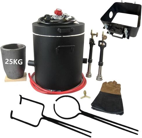 طقم فرن صهر البروبان الكبير بوزن 25 كجم/55 رطلًا مع مجموعة ملقط بوتقة وإطار قالب قارورة صب الرمل من جزأين (10 × 10 × 5 بوصة)، مجموعة فرن صب المسبك لصهر معدن الذهب والنحاس والألومنيوم in Kuwait