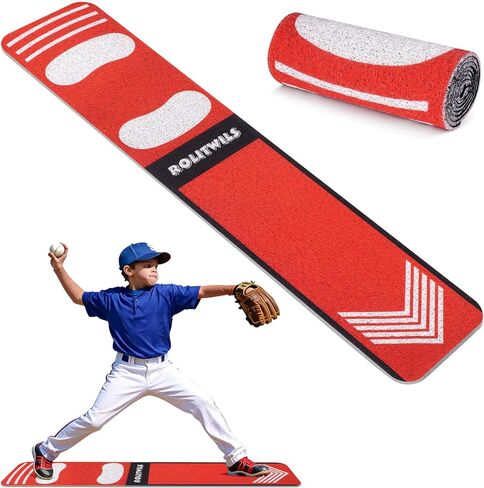 Softball Pitching Mat for Young People Beginner - Non-Slip Portable Baseball & Softball Training Mat for Hitting Practice - 54 x 12 inches Durable Batting Mat for Indoor/Outdoor Use in Kuwait