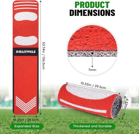 Softball Pitching Mat for Young People Beginner - Non-Slip Portable Baseball & Softball Training Mat for Hitting Practice - 54 x 12 inches Durable Batting Mat for Indoor/Outdoor Use in Kuwait