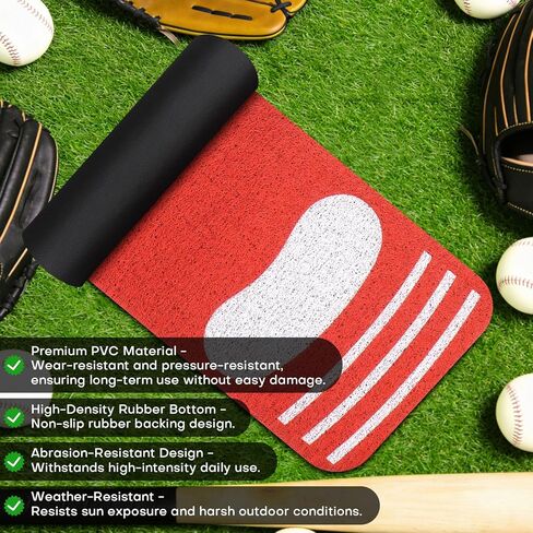 Softball Pitching Mat for Young People Beginner - Non-Slip Portable Baseball & Softball Training Mat for Hitting Practice - 54 x 12 inches Durable Batting Mat for Indoor/Outdoor Use in Kuwait