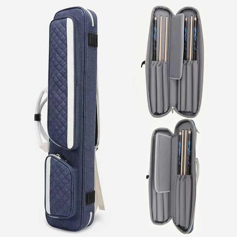 Pro 7-Hole Pool Cue Case - 3x4 Large Capacity Billiard Bag for 1/2 Jointed Cues (3 Butts + 4 Shafts) | Water-Resistant Diamond-Quilted Oxford | Reinforced Ergo-Handles & Shoulder Strap in Saudi Arabia