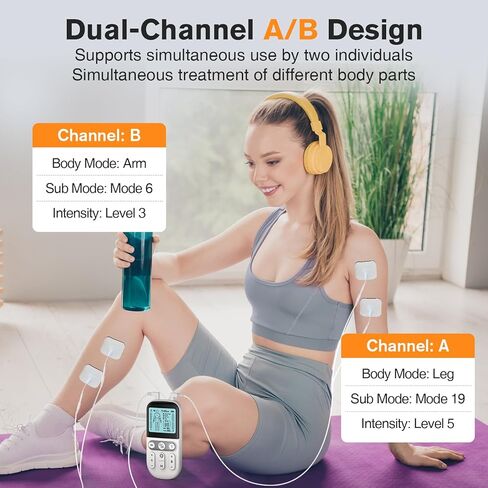 وحدة تحفيز العضلات NURSAL TENS لعلاج تخفيف الآلام، جهاز TENS 3 في 1 مزدوج القناة مع حقيبة سفر EVA، 24 وضعًا EMS محفز العضلات للظهر والكتف والرقبة وعرق النسا in Kuwait