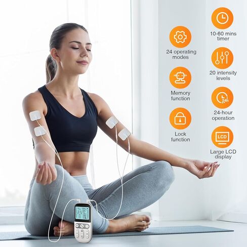 وحدة تحفيز العضلات NURSAL TENS لعلاج تخفيف الآلام، جهاز TENS 3 في 1 مزدوج القناة مع حقيبة سفر EVA، 24 وضعًا EMS محفز العضلات للظهر والكتف والرقبة وعرق النسا in Kuwait