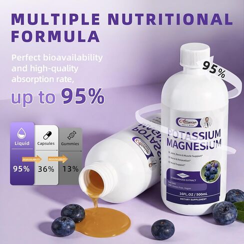 2 Pack Potassium Magnesium Supplement Liquid - High Absorption Calm Magnesium Complex 500mg & Potassium 99mg Plus Calcium, Vitamin D3, Zinc for Leg Cramps & Bone & Energy & Immune Support - 4 Fl oz in Kuwait