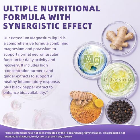 2 Pack Potassium Magnesium Supplement Liquid - High Absorption Calm Magnesium Complex 500mg & Potassium 99mg Plus Calcium, Vitamin D3, Zinc for Leg Cramps & Bone & Energy & Immune Support - 4 Fl oz in Kuwait