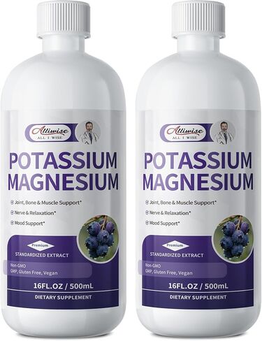 2 Pack Potassium Magnesium Supplement Liquid - High Absorption Calm Magnesium Complex 500mg & Potassium 99mg Plus Calcium, Vitamin D3, Zinc for Leg Cramps & Bone & Energy & Immune Support - 4 Fl oz in Kuwait