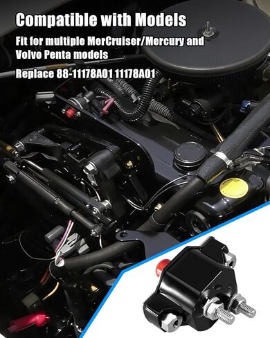 قاطع دائرة بزر ضغط 50 أمبير مناسب لنماذج MerCruiser Mercury Volvo Penta المتعددة، استبدل 88-11178A01 11178A01 3854164 88-806950 806950 865827T 18-69550 69550 9-15500 in Kuwait