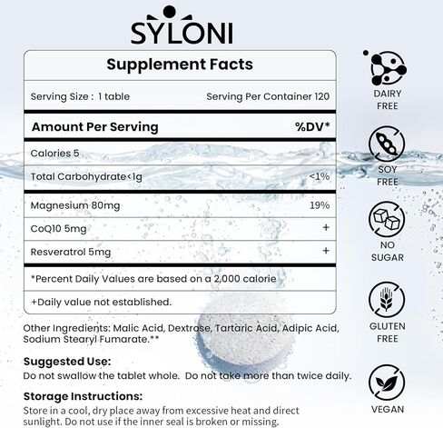 Hydrogen Water Tablets with Magnesium, 12 PPM Hydrogen Tablets for Drinking Water, H2 Molecular Tabs - Cellular Health Support, Mental Clarity, Rich in Antioxidants & Healthy Aging, 120 Servings in Saudi Arabia