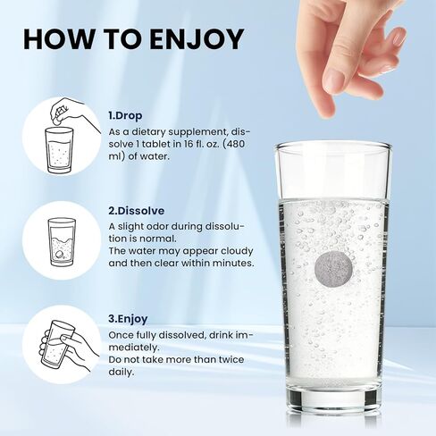 Hydrogen Water Tablets with Magnesium, 12 PPM Hydrogen Tablets for Drinking Water, H2 Molecular Tabs - Cellular Health Support, Mental Clarity, Rich in Antioxidants & Healthy Aging, 120 Servings in Saudi Arabia