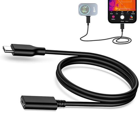 كابل InfiRay Type-C فقط محول P2 PRO T2 PRO لكاميرا التصوير الحراري من النوع C، كابل أسود 0.5 متر in Kuwait