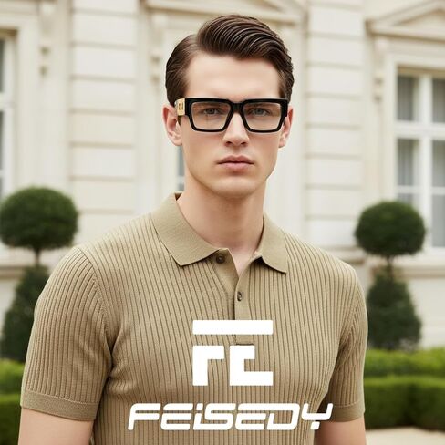 FEISEDY Retro Trendy Rectangle Blue Light Glasses for Women Men, Classic Narrow Square Eyewear Frame B0365 in Saudi Arabia