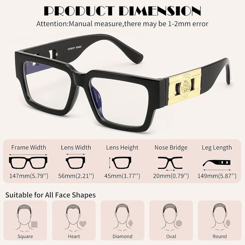 FEISEDY Retro Trendy Rectangle Blue Light Glasses for Women Men, Classic Narrow Square Eyewear Frame B0365 in Saudi Arabia