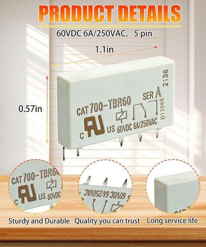 4Pcs CAT700-TBR60 5-Pin Industrial Relay Compatible with Control Panels, Automation Systems & Electrical Cabinets,60VDC 6A/250VAC in Kuwait