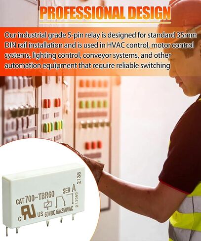4Pcs CAT700-TBR60 5-Pin Industrial Relay Compatible with Control Panels, Automation Systems & Electrical Cabinets,60VDC 6A/250VAC in Kuwait