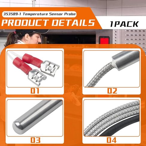 353589-1 Temperature Sensor Probe Fits for Vulcan Hart Commercial Ovens, Compatible with Samsung & LG Range Ovens, Replaces 00-353589-00001 44-1235 VH353589-1 in Kuwait