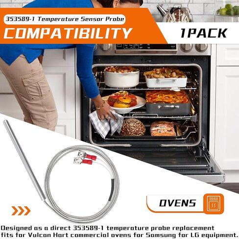 353589-1 Temperature Sensor Probe Fits for Vulcan Hart Commercial Ovens, Compatible with Samsung & LG Range Ovens, Replaces 00-353589-00001 44-1235 VH353589-1 in Kuwait