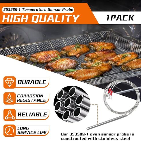 353589-1 Temperature Sensor Probe Fits for Vulcan Hart Commercial Ovens, Compatible with Samsung & LG Range Ovens, Replaces 00-353589-00001 44-1235 VH353589-1 in Kuwait