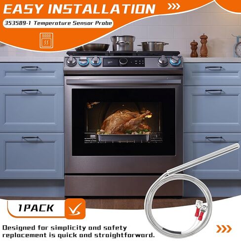 353589-1 Temperature Sensor Probe Fits for Vulcan Hart Commercial Ovens, Compatible with Samsung & LG Range Ovens, Replaces 00-353589-00001 44-1235 VH353589-1 in Kuwait