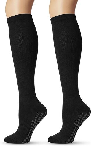 2 Pairs Bamboo Viscose Compression Socks for Women&Men Knee High Support Non-Slip Dots for Pregnancy Travel Sports in Kuwait