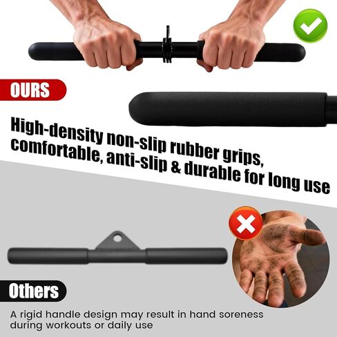 LAT Pulldown Bar Cable Attachment-360°Low-Noise Rotating Straight Bar, Heavy-Duty Steel Tube, High-Density Non-Slip Rubber Grip, Scratch-Resistant Coating, Home and Gym Accessory in Kuwait