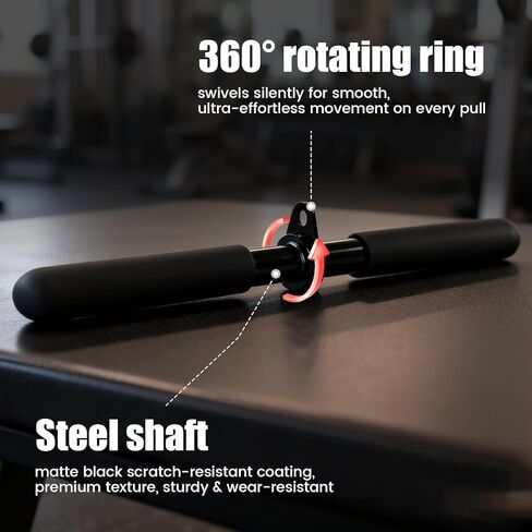 LAT Pulldown Bar Cable Attachment-360°Low-Noise Rotating Straight Bar, Heavy-Duty Steel Tube, High-Density Non-Slip Rubber Grip, Scratch-Resistant Coating, Home and Gym Accessory in Kuwait