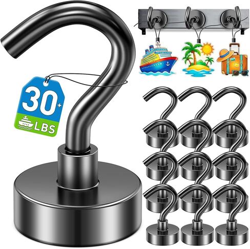 12 حزمة خطافات مغناطيسية لكابينة الرحلات البحرية ، والسنانير المغناطيسية ، والمغناطيس مع الخطاف للتعليق ، والخطاف المغناطيسي القوي لجدران سفينة الرحلات ، وخطافات المغناطيس للثلاجة والاستخدام في السقف in Kuwait