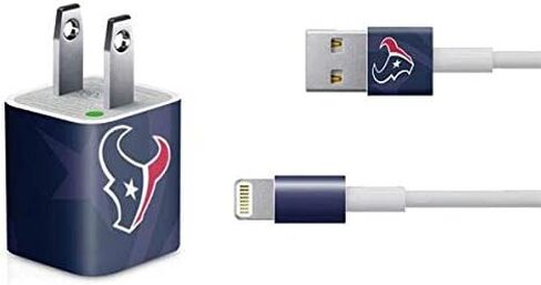 ملصق Skinit مصنوع من غلاف آخر متوافق مع شاحن iPhone (5W USB) - تصميم مرخص رسميًا من NFL Houston Texans in Saudi Arabia