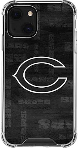 حافظة هاتف Skinit الشفافة متوافقة مع iPhone 13 Mini - تصميم أسود وأبيض مرخص رسميًا من NFL Chicago Bears in Saudi Arabia