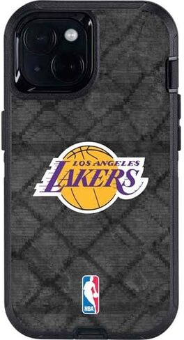 غلاف هاتف Skinit متوافق مع OtterBox Defender iPhone 13 - تصميم صدأ داكن مرخص رسميًا من NBA Los Angeles Lakers in Saudi Arabia