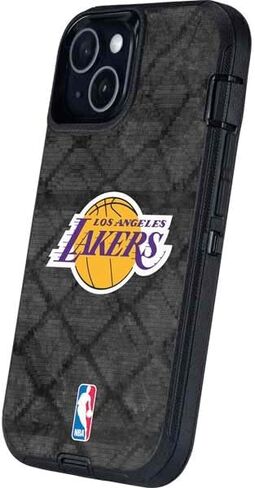 غلاف هاتف Skinit متوافق مع OtterBox Defender iPhone 13 - تصميم صدأ داكن مرخص رسميًا من NBA Los Angeles Lakers in Saudi Arabia