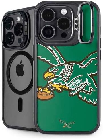 حافظة هاتف Skinit Kickstand متوافقة مع iPhone 15 Pro - تصميم شعار NFL Philadelphia Eagles Retro مرخص رسميًا in Saudi Arabia
