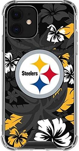 Skinit Clear Phone Case Compatible with iPhone 12 - Officially Licensed NFL Pittsburgh Steelers Tropical Print Design in Saudi Arabia