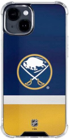 Skinit Clear Phone Case Compatible with iPhone 15 Plus - Officially Licensed NHL Buffalo Sabres Jersey Design in Saudi Arabia