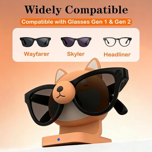 حامل شاحن متوافق مع نظارات Ray-Ban Meta الذكية: قاعدة شحن متوافقة مع Wayfarer/Headliner/Skylar (Gen 2) - ملحقات شاحن محمول مع مؤشر LED in Saudi Arabia