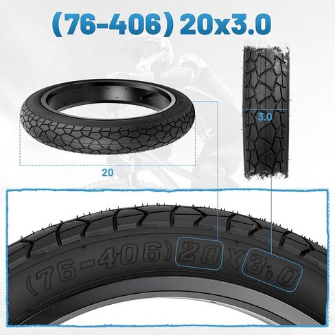 2 Pack Fat Bike Tires 20x3 (76-406) All-Terrain Bike Tires, Silent for Electric Bikes, Beach Cruisers Snow Bikes for City Paved Road, Country Road (Black (2 Tires&2 Tubes), 20x3 (76-406)) in Saudi Arabia