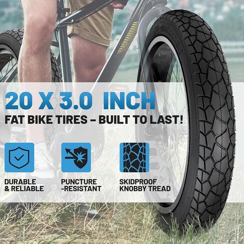 2 Pack Fat Bike Tires 20x3 (76-406) All-Terrain Bike Tires, Silent for Electric Bikes, Beach Cruisers Snow Bikes for City Paved Road, Country Road (Black (2 Tires&2 Tubes), 20x3 (76-406)) in Saudi Arabia