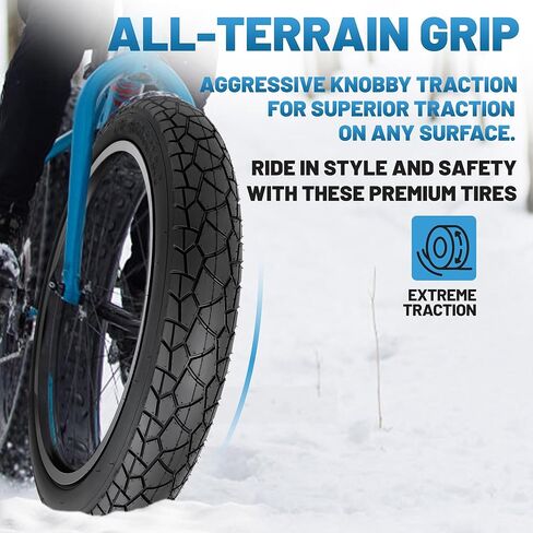 2 Pack Fat Bike Tires 20x3 (76-406) All-Terrain Bike Tires, Silent for Electric Bikes, Beach Cruisers Snow Bikes for City Paved Road, Country Road (Black (2 Tires&2 Tubes), 20x3 (76-406)) in Saudi Arabia