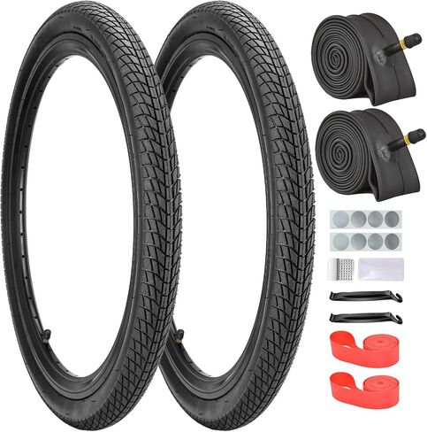 إطار دراجة 20/24/26 بوصة، 20x1.75/24x1.75/26x1.75 إطارات وأنابيب دراجات قابلة للطي، صمام شريدر 32 مم مع طقم إصلاح، شريط حافة، رافعات لدراجات MTB، الهجين، الركاب، دراجات BMX in Kuwait